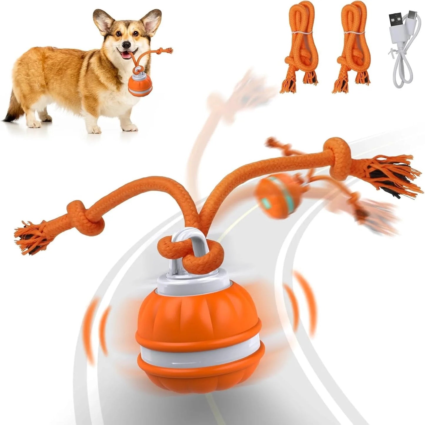 Interactive Rolling Pet Ball Toy – USB Rechargeable Cat & Dog Play Ball